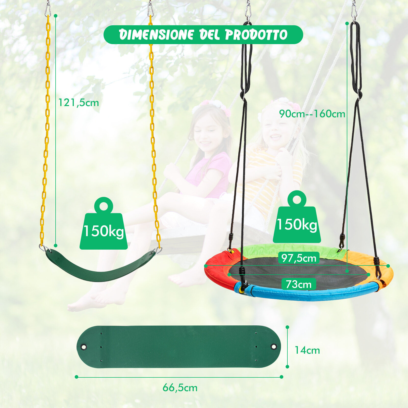 Laste kiigekomplekt raamiga, bungee ja lendava taldrikuga