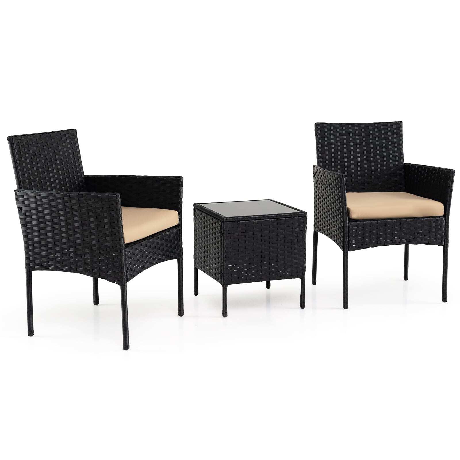 3-osaline rattan rõdu mööblikomplekt, kollane