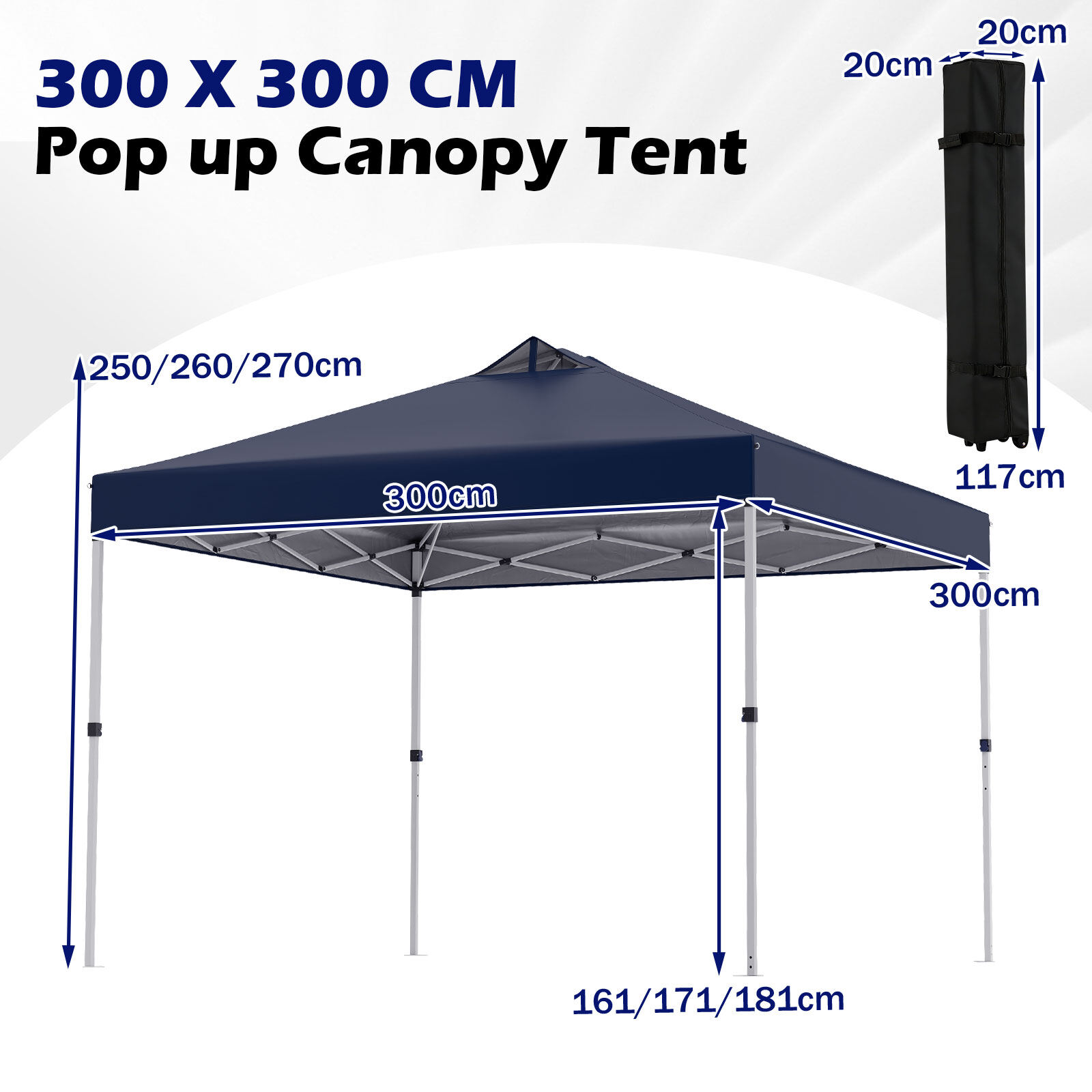 3×3 m sinine pop-up paviljon