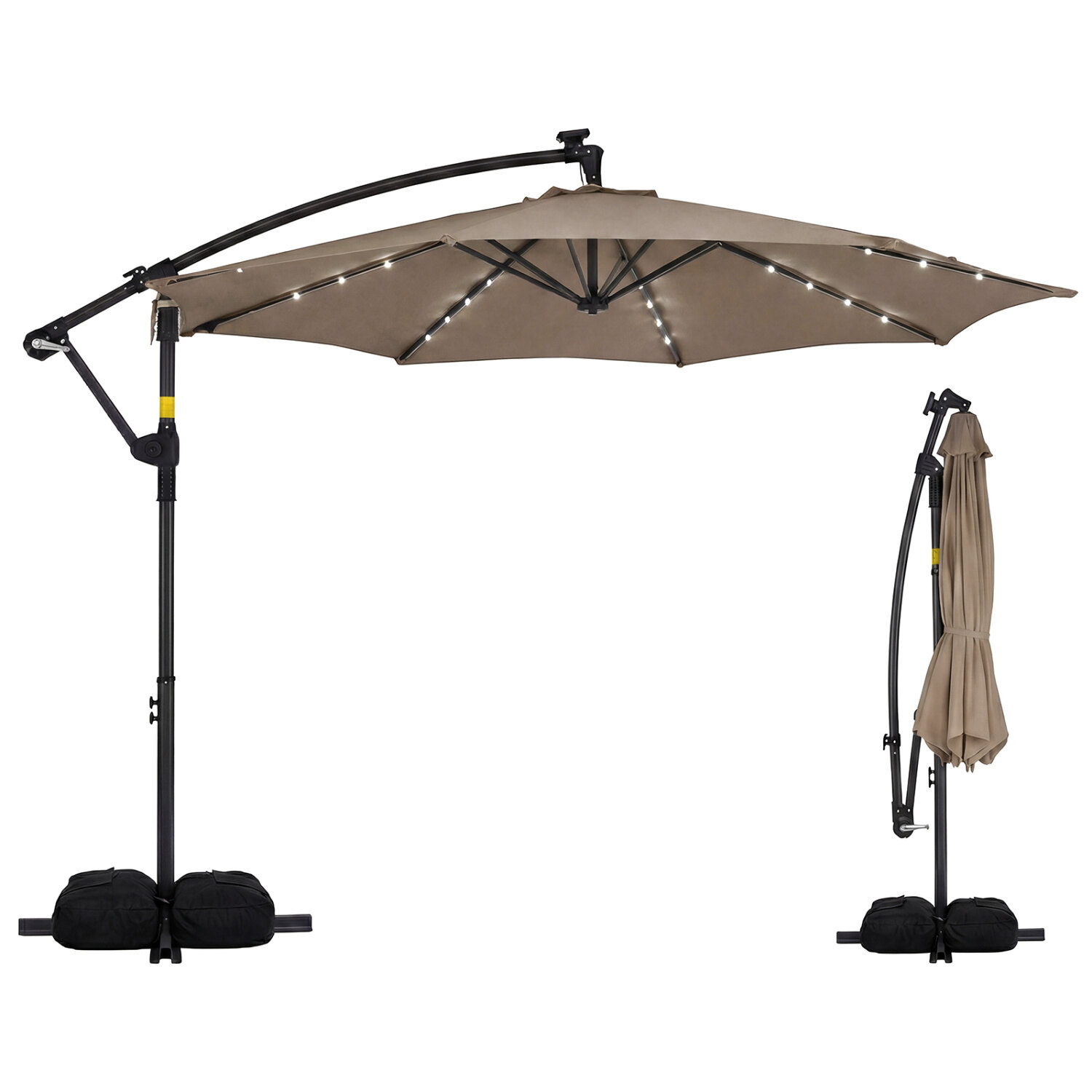 10 ft päikesevari LED-valgusega, pruun