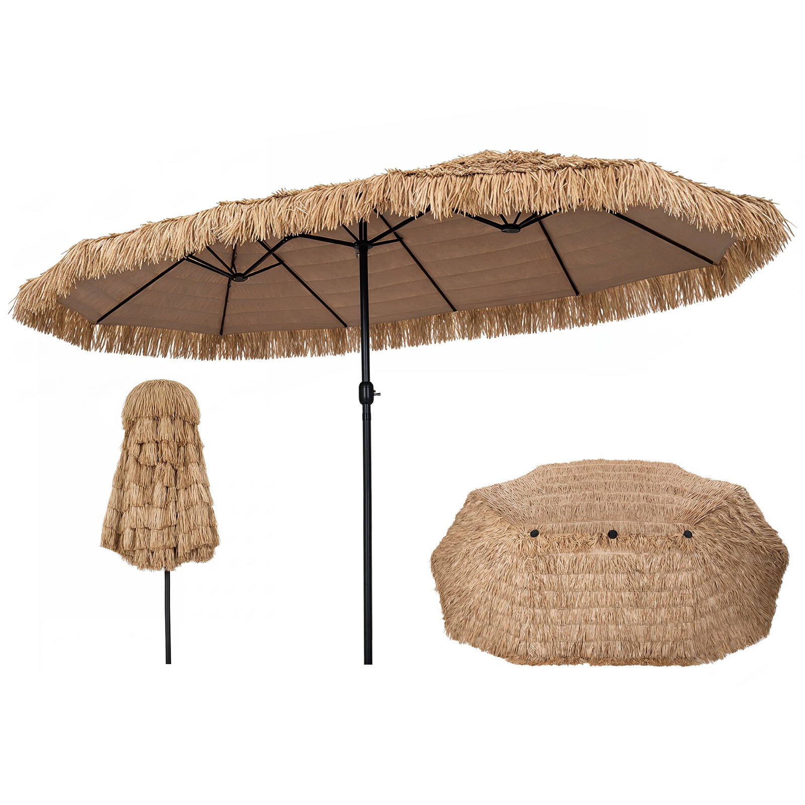 Kahepoolne rookattega tiki terrassivarikatus, pruun