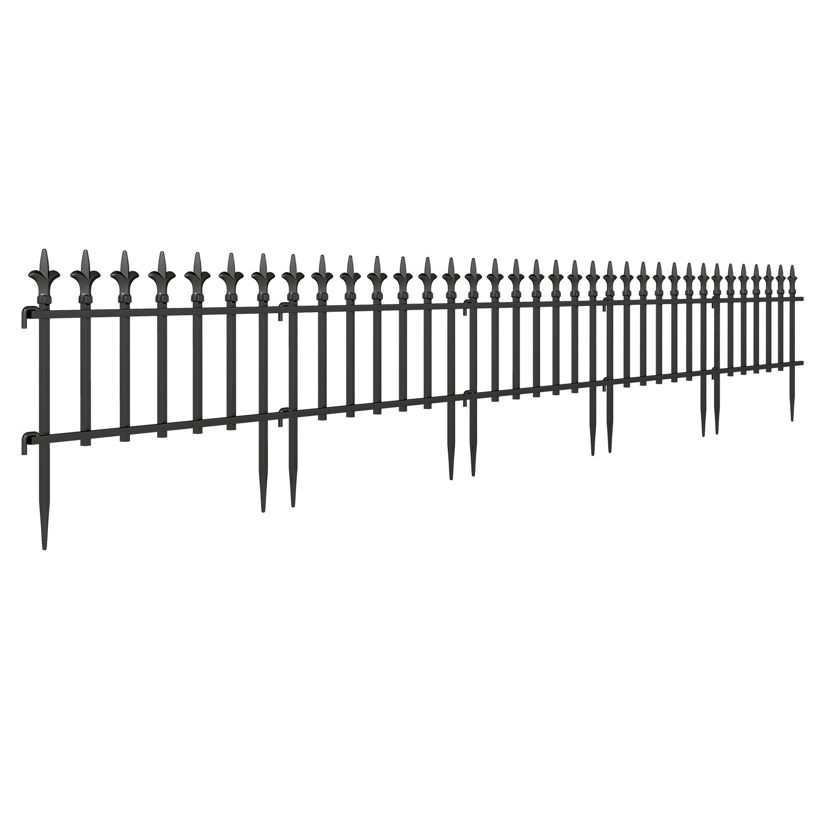 Dekoratiivne metallist aed, must, 5 või 10 osaline