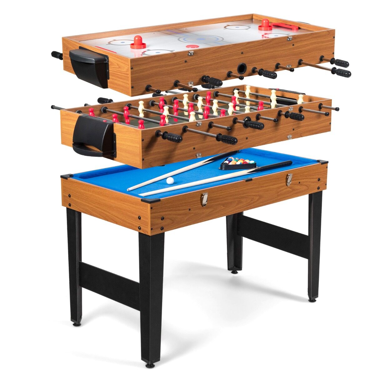 3-Ühes multifunktsionaalne mängulaud 123 cm pruun