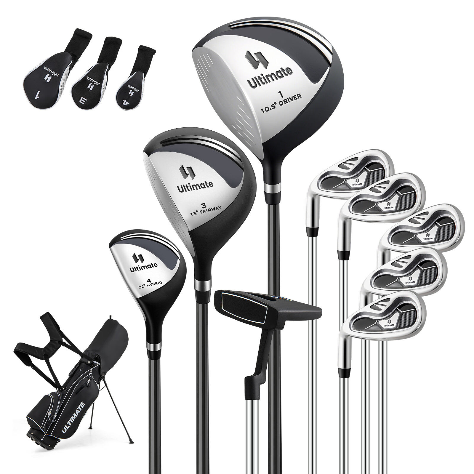 Vasakukäeline meeste golfikomplekt must