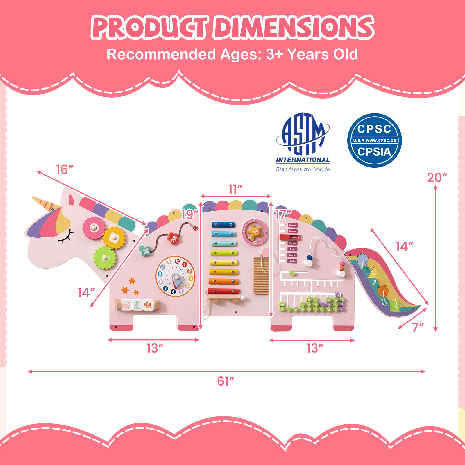 Unicorn Montessori 11-in-1 Sensoorne Seinaplaat