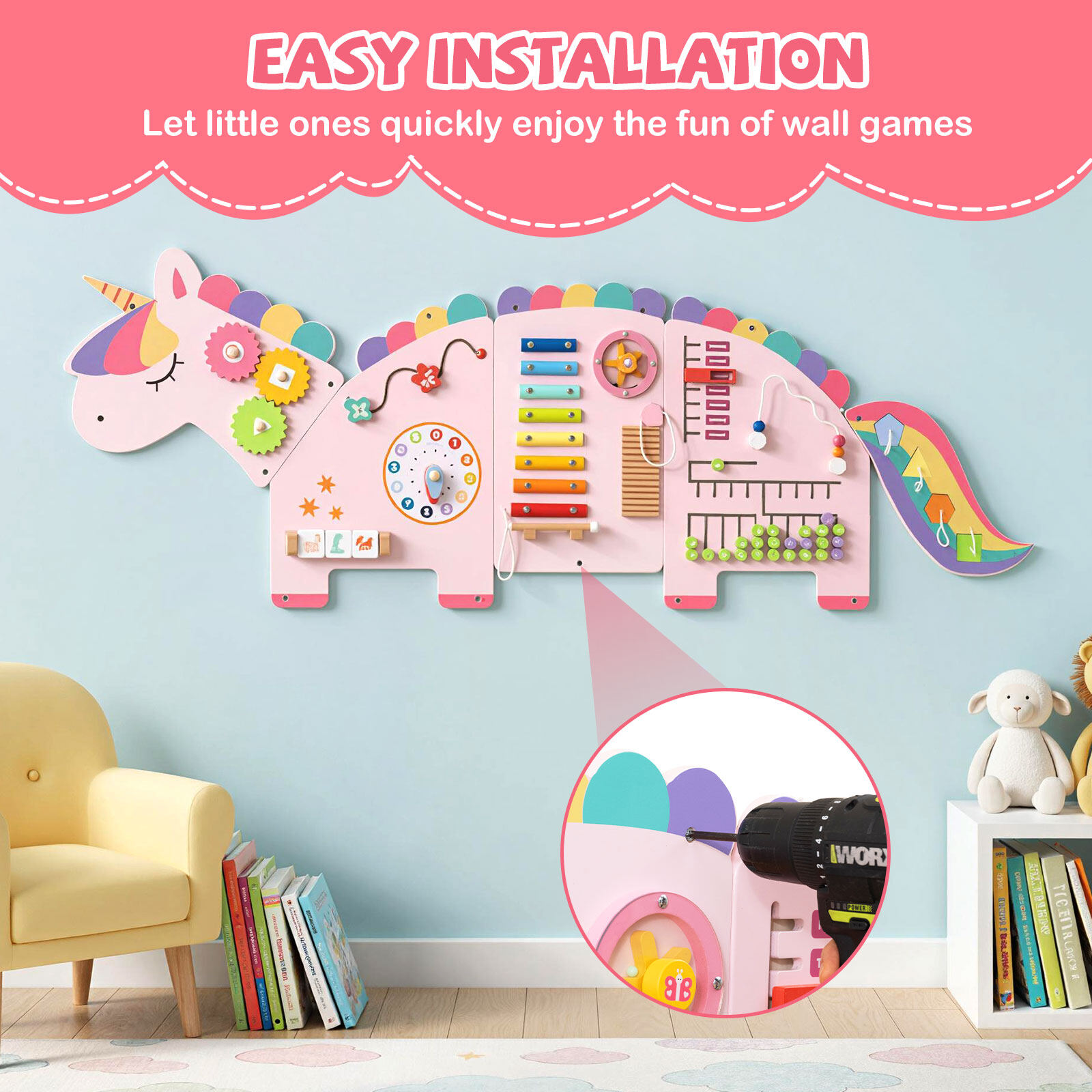 Unicorn Montessori 11-in-1 Sensoorne Seinaplaat