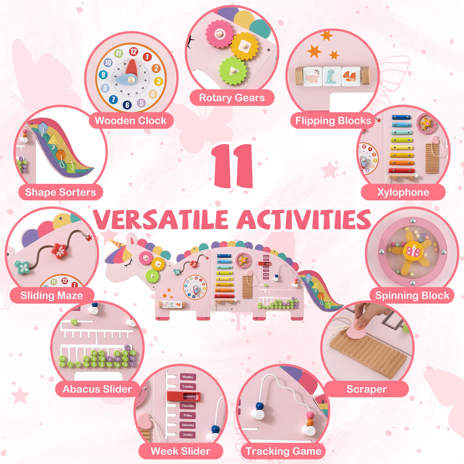 Unicorn Montessori 11-in-1 Sensoorne Seinaplaat