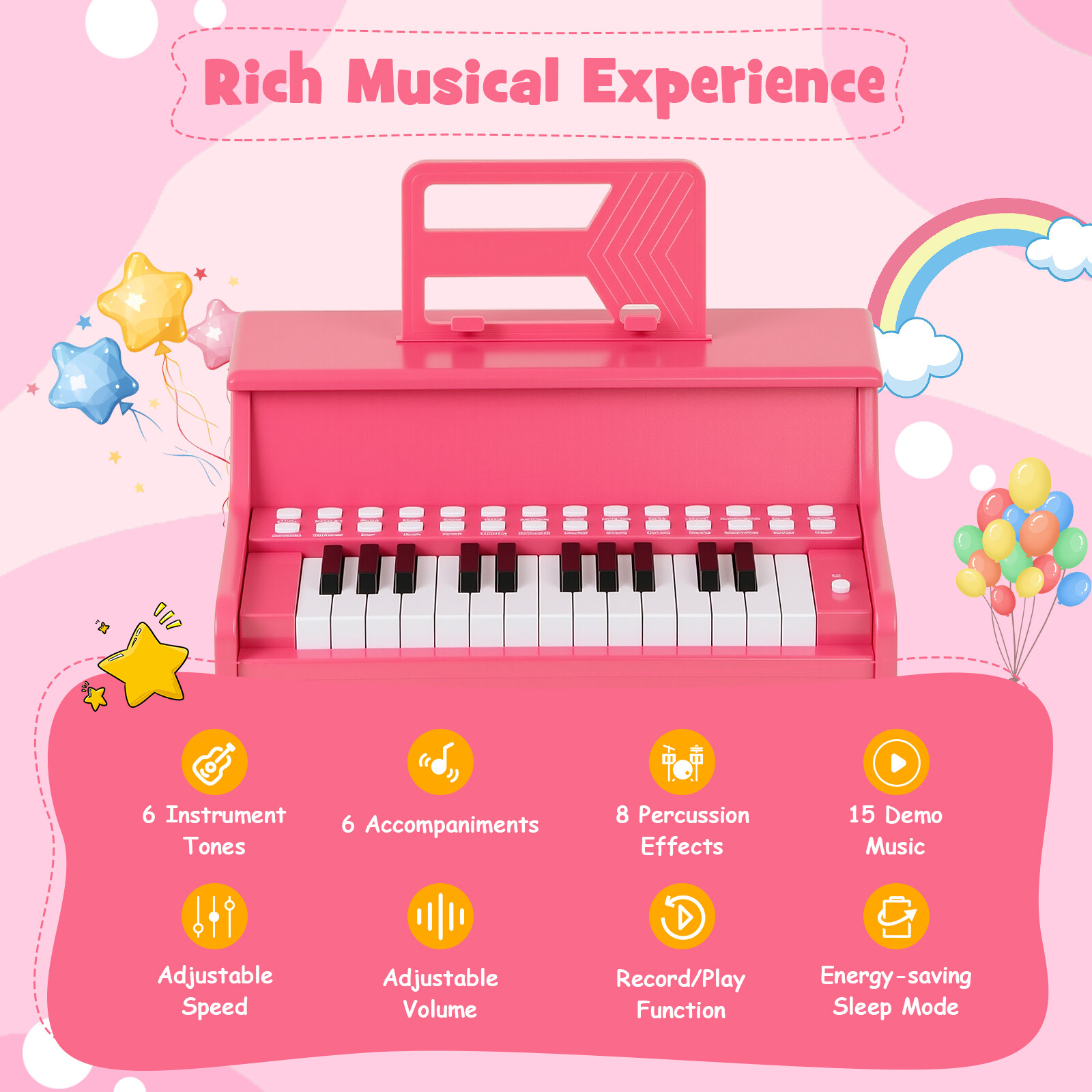 25-klahviga laste mini-digipiano roosa