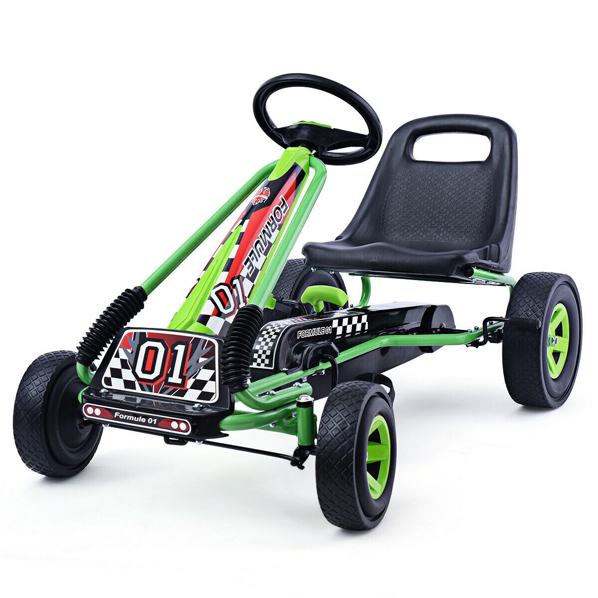 4 Rattaga Laste Pedaliga Käitatav Go-Kart Roheline