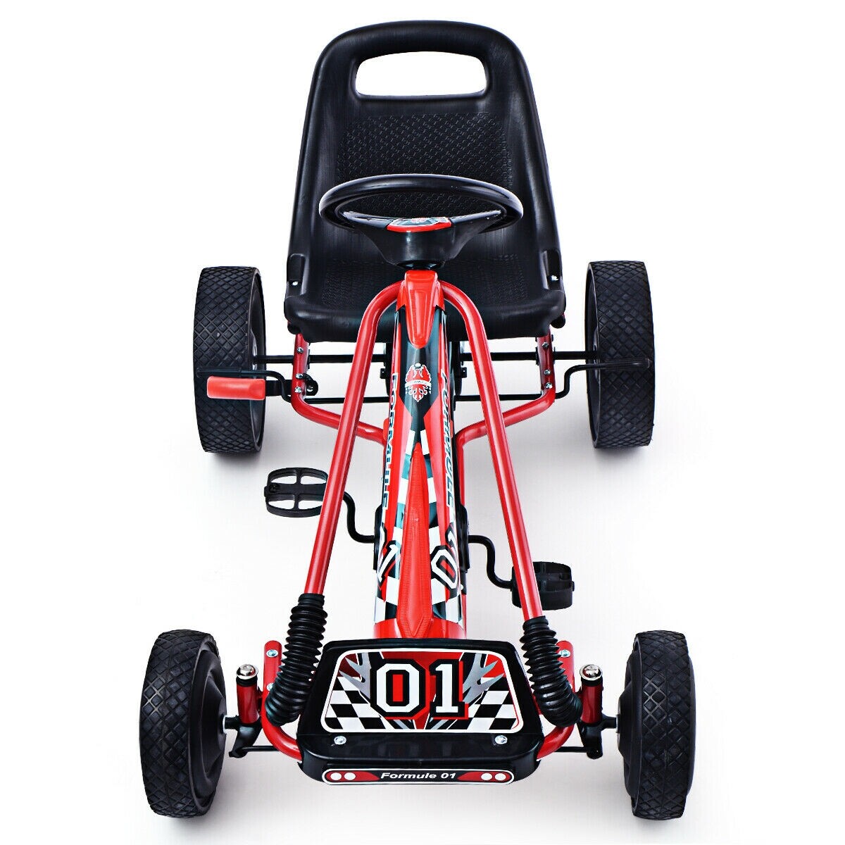 4 rattaga laste pedaaliga sõidetav kart – punane
