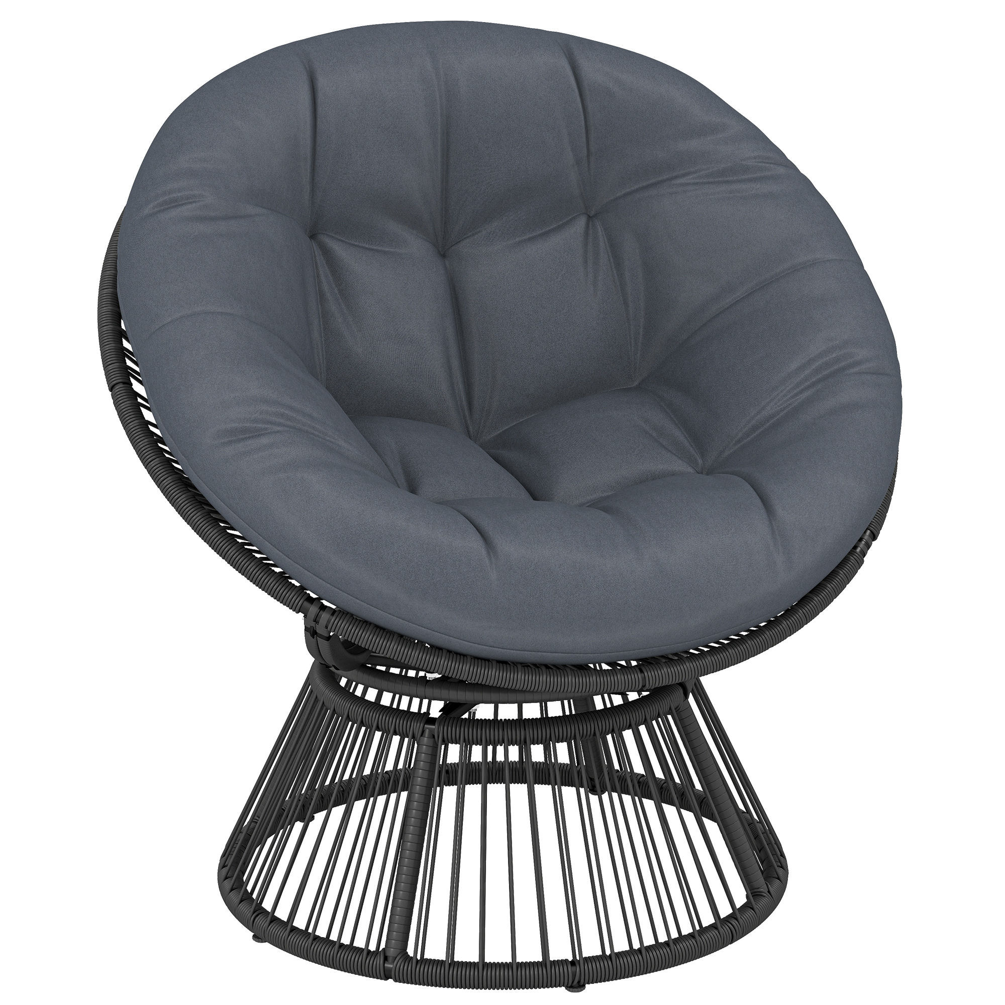 Pöörlev papasan-tool padjaga, hall, 93 x 81 x 87 cm