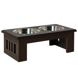 Tõstetud koera söötmisjaam, libisemisvastane, espresso, 58,4 x 30,5 x 25,4 cm, 2 l kausi kohta