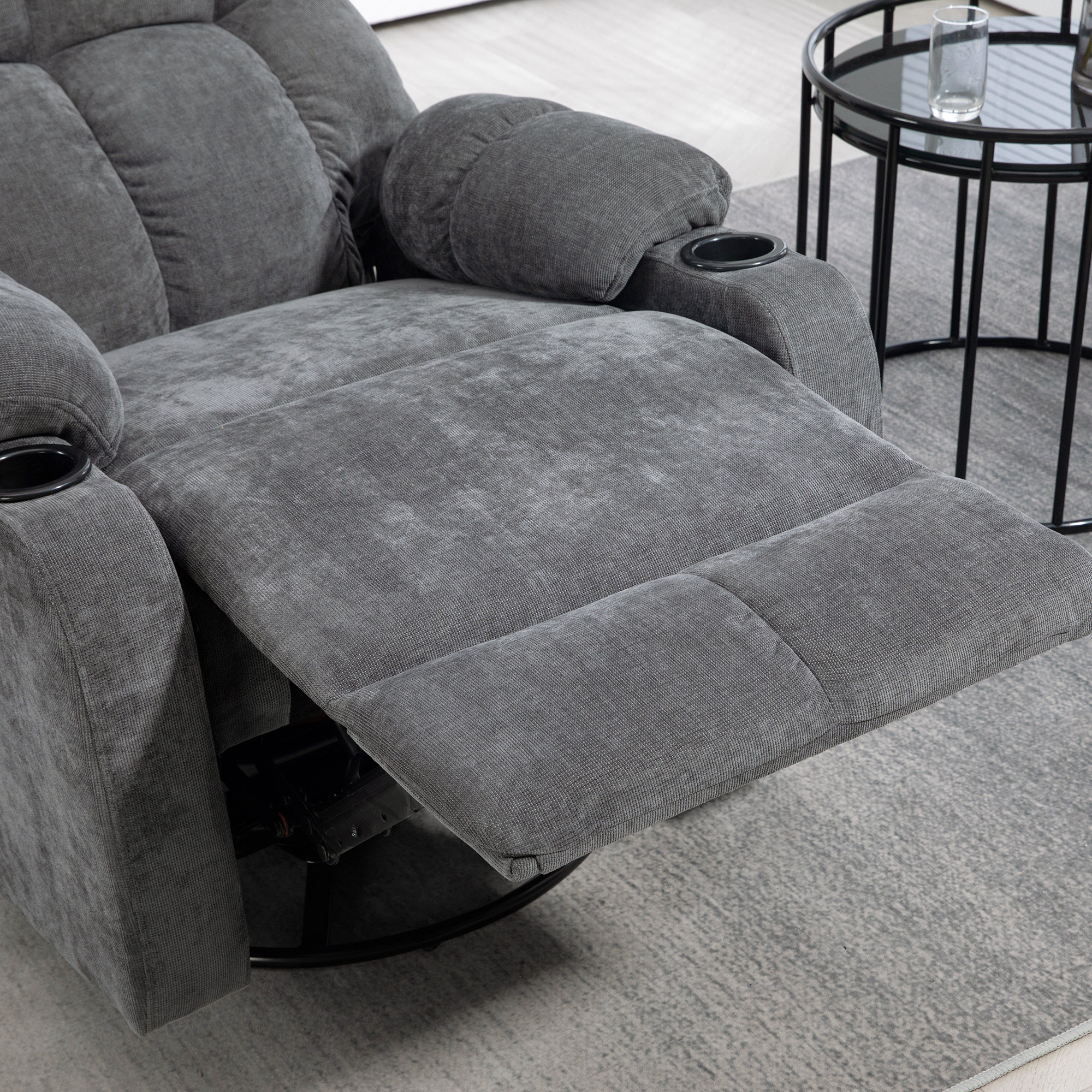 Recliner armchair su pakoja, sukamas, tamsiai pilkas, 150 kg, 88 x 96 x 108 cm - Image 9