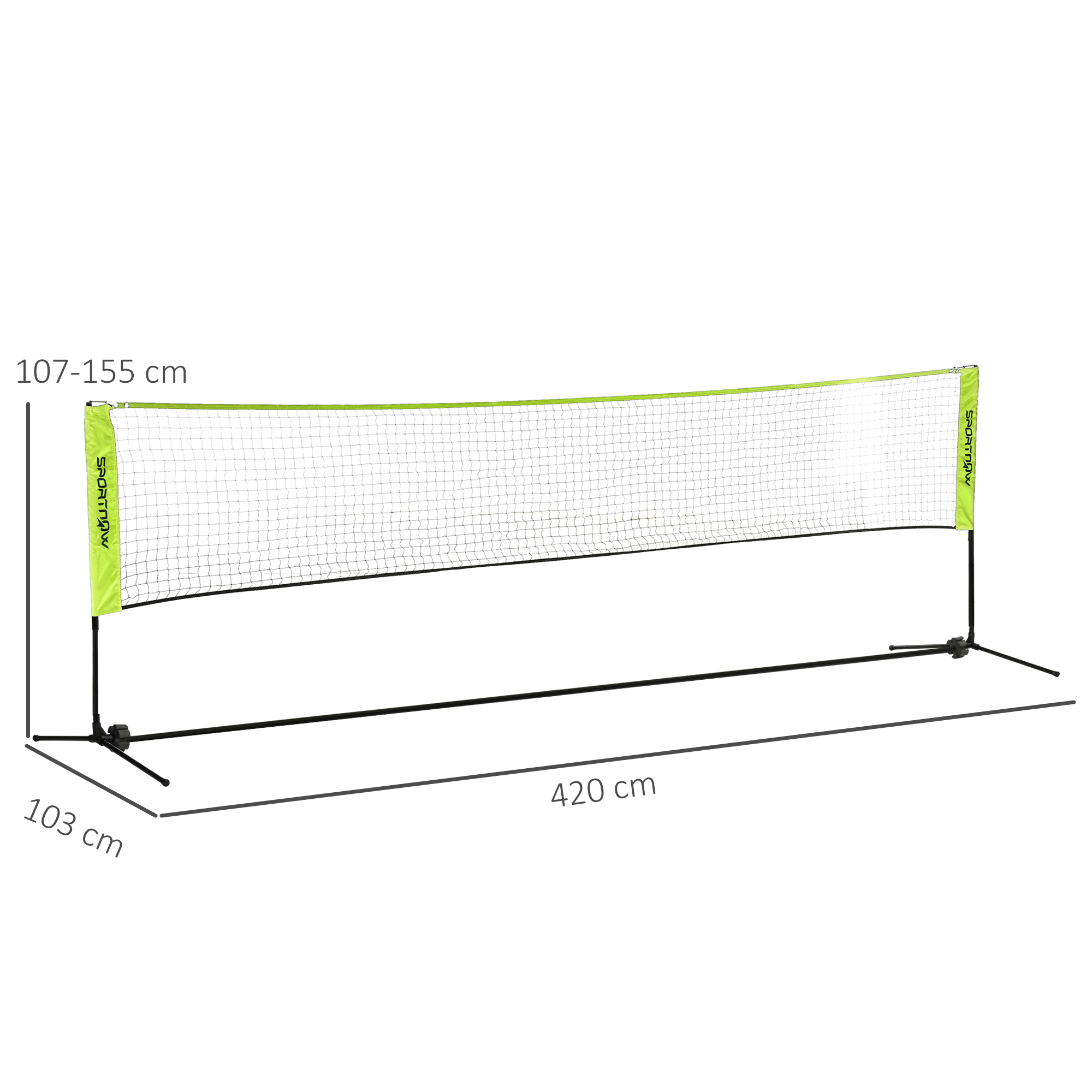 Regulējams pārnēsājams badmintona tīkls, 107-155 cm, dzeltens, ar somu - Image 3