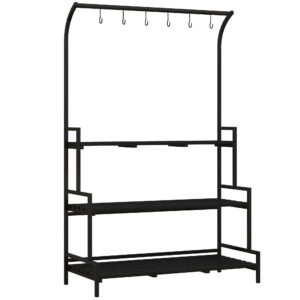 Lillede alus, 3 tasandit, 6 konksu, must, 110 x 50 x 170 cm