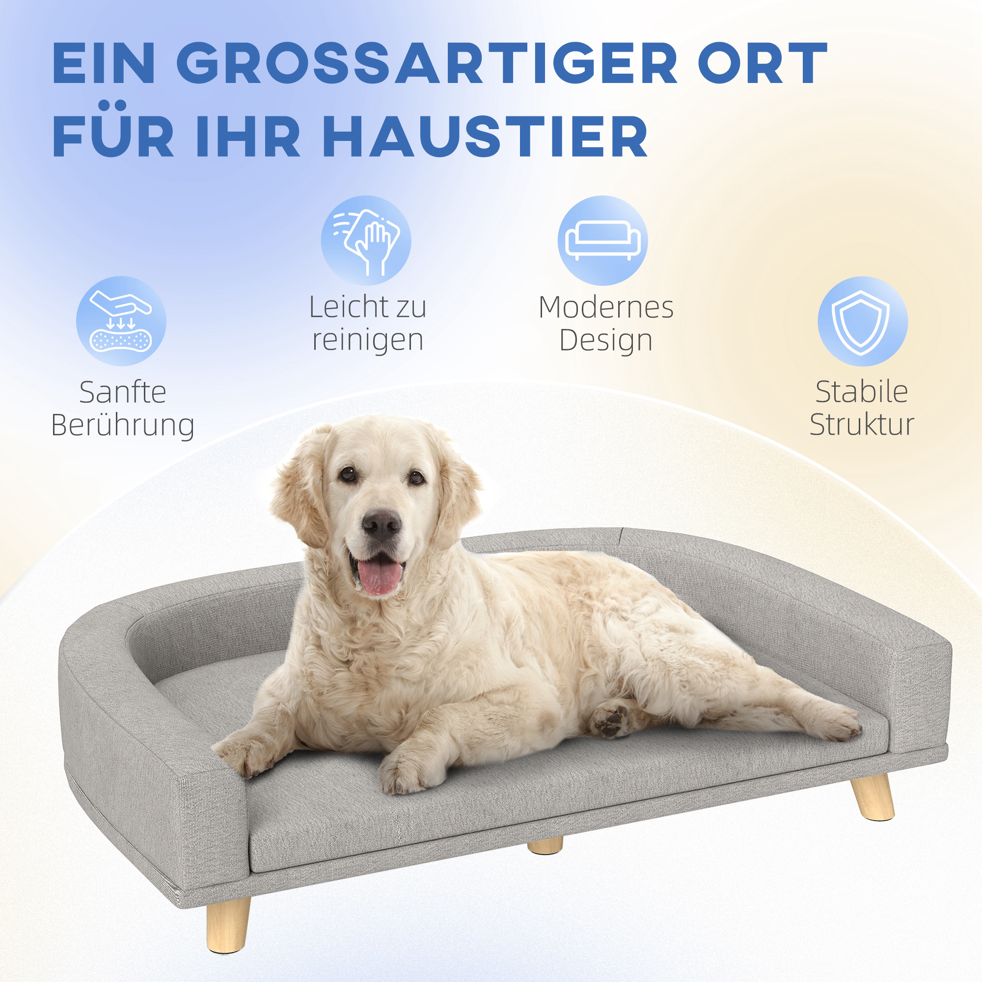 Šuns sofa dideliems šunims iki 30 kg, pilka, 98 x 67 x 25 cm - Image 7