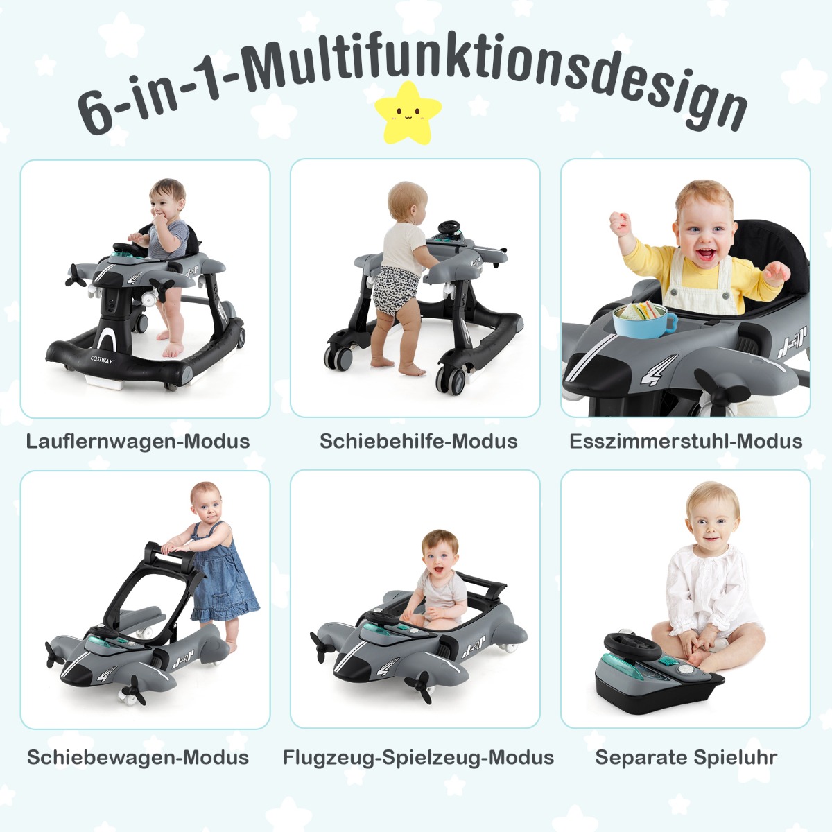 6-in-1 kävelytuoli, harmaa - Image 4