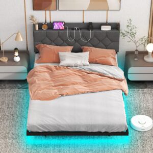 Pelēks LED gultas rāmis 200x140 cm