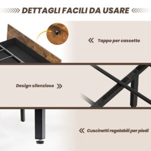 Dviejų lovos rėmas su LED platforma ir stalčiais, be triukšmo, rustiškos rudos spalvos