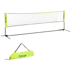Reguliuojamas nešiojamas badmintono tinklas, 107-155 cm, geltonas, su krepšiu