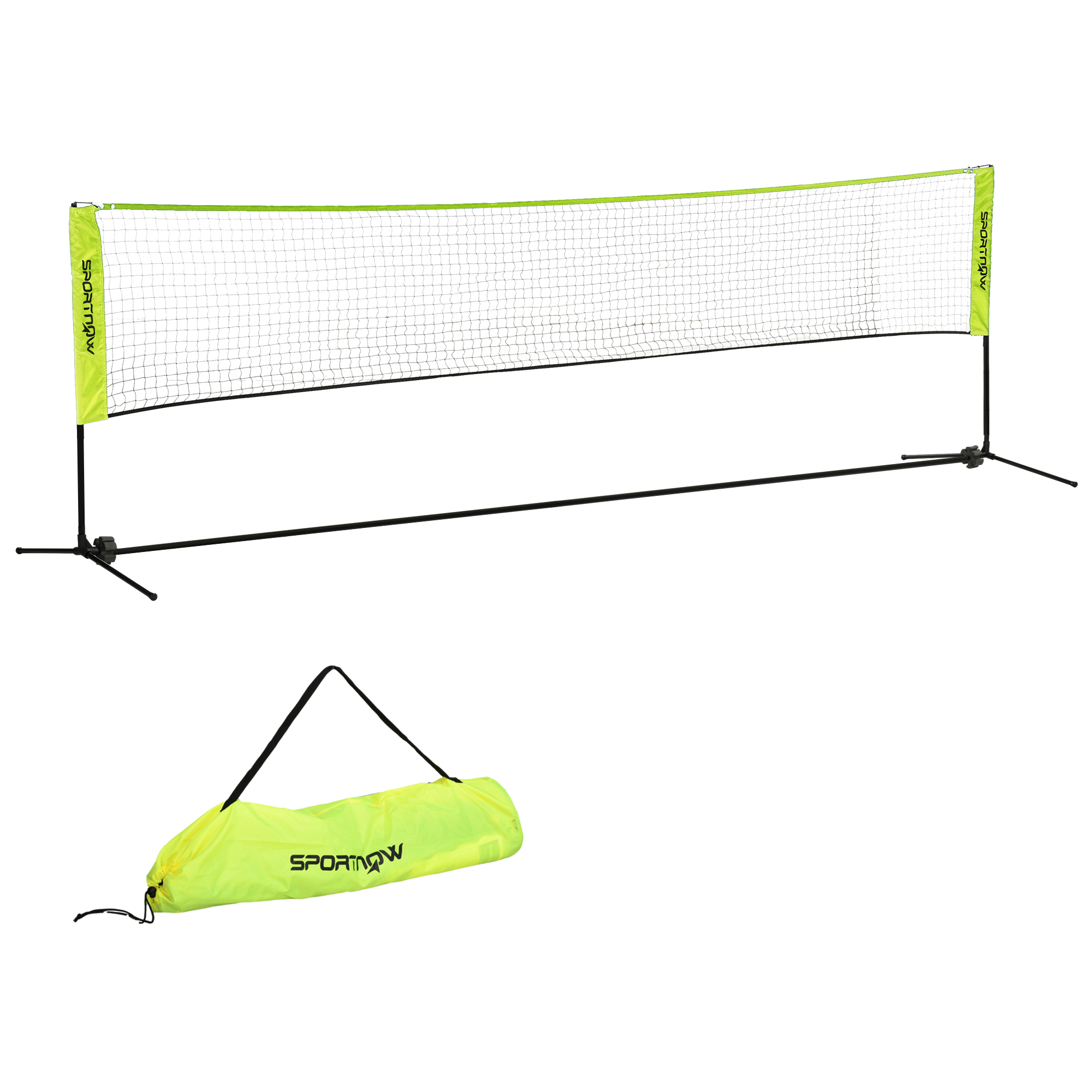 Regulējams pārnēsājams badmintona tīkls, 107-155 cm, dzeltens, ar somu