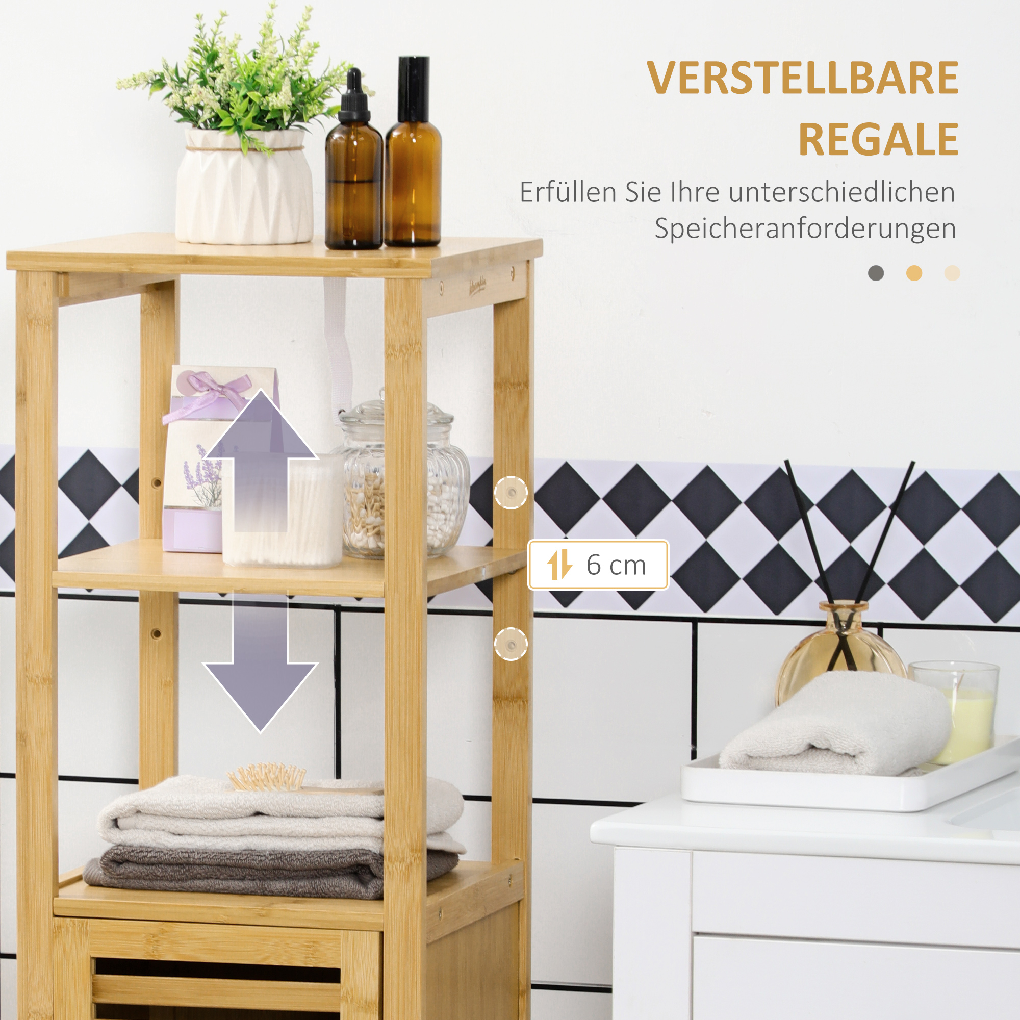 Kylpyhuonekaappi säleovella, bambus, luonnonpuun väri, 32,9 x 29,9 x 120 cm - Image 5
