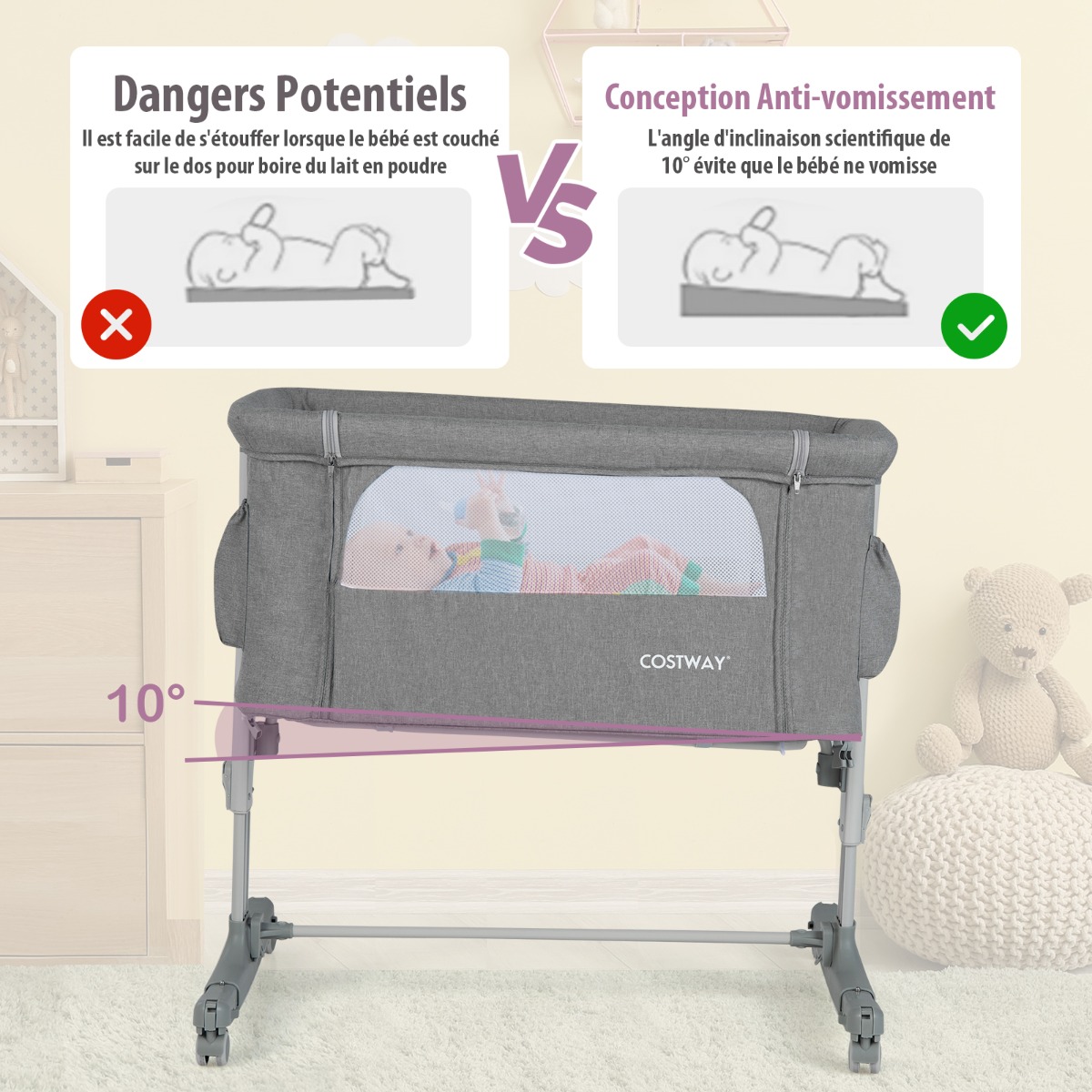 3-in-1 Nešiojamas Kūdikio Lovelės Komplektas - Image 5