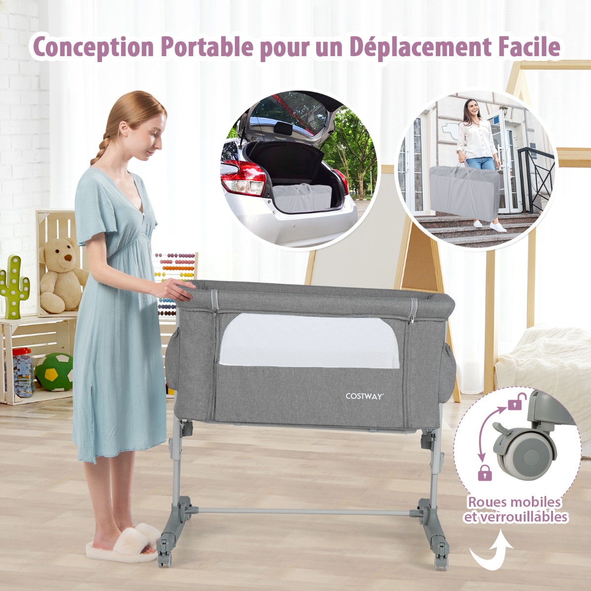 3-in-1 Nešiojamas Kūdikio Lovelės Komplektas - Image 8