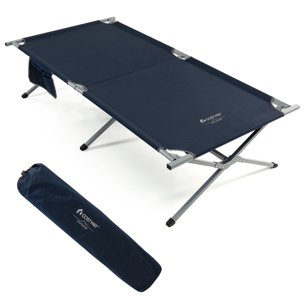 Saliekams ceļojumu gulta 215 × 106 × 50 cm zils ar somu - Image 2