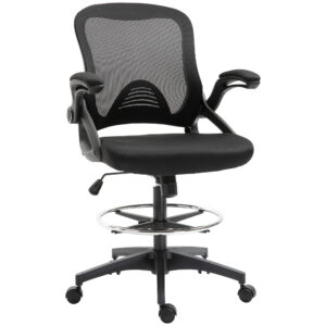Bürootool jalatoe ja seismisfunktsiooniga, must, 64 x 60 x 106-126 cm