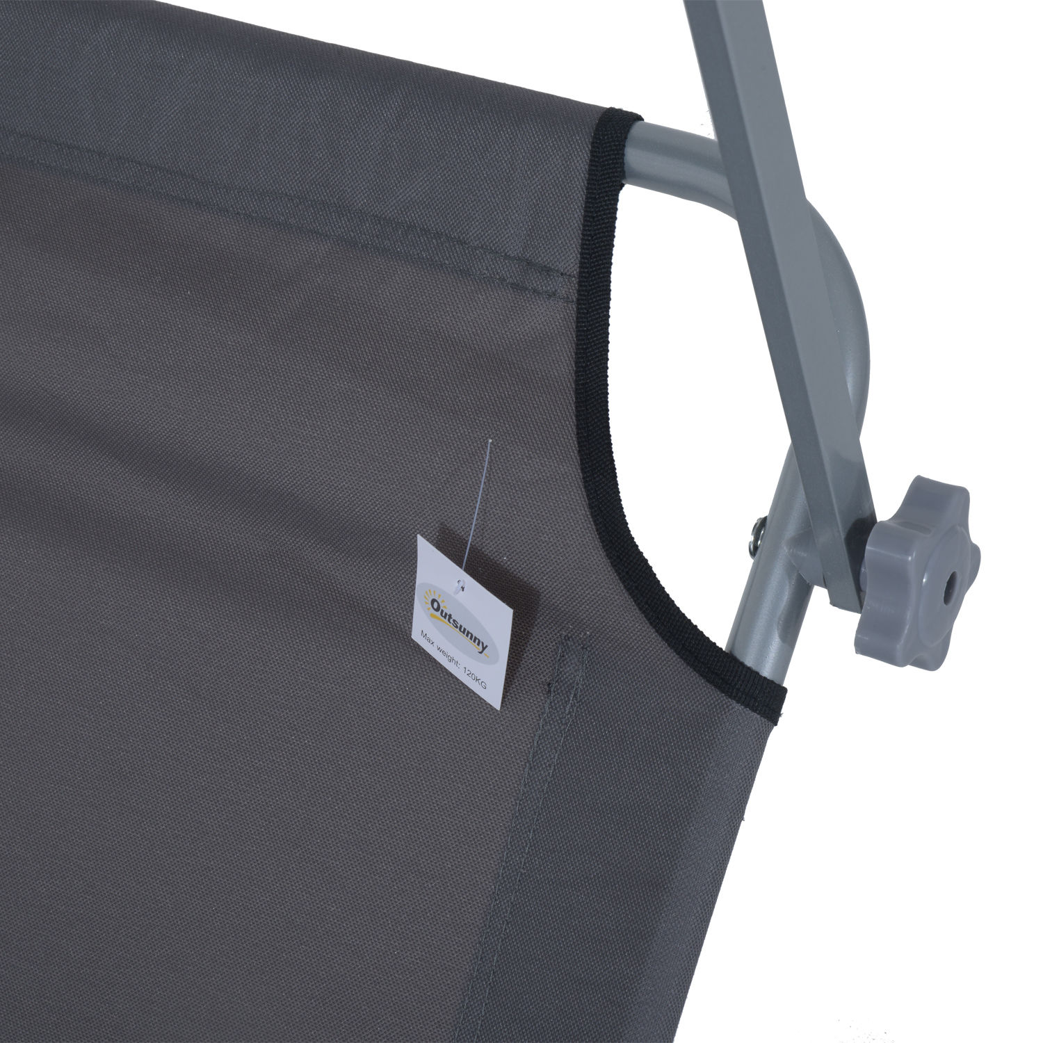 Salokāms saulesspēle ar jumtiņu, pelēka, 187 x 58 x 36 cm, līdz 120 kg - Image 9