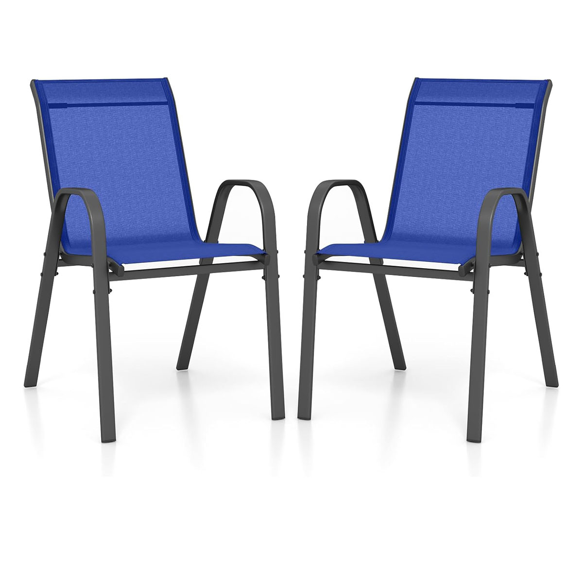 Lauko kėdžių rinkinys 2 vnt, metalinės, su porankiais, tamsiai mėlynos spalvos - Image 5