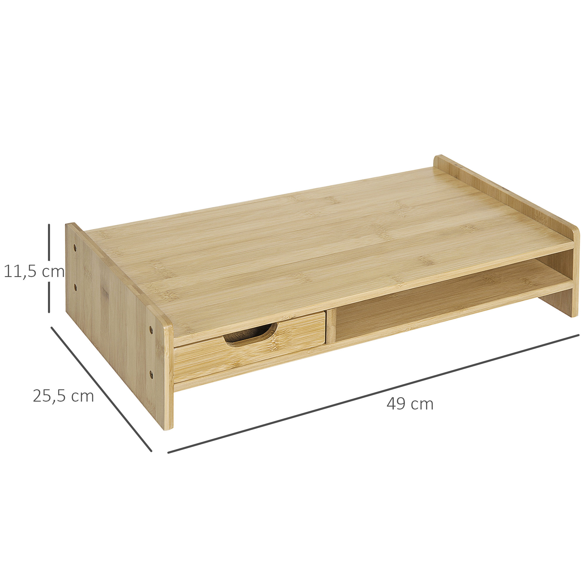 Näytönkoroke laatikolla, bambus, luonnollinen väri, 49 x 25,5 x 11,5 cm - Image 3