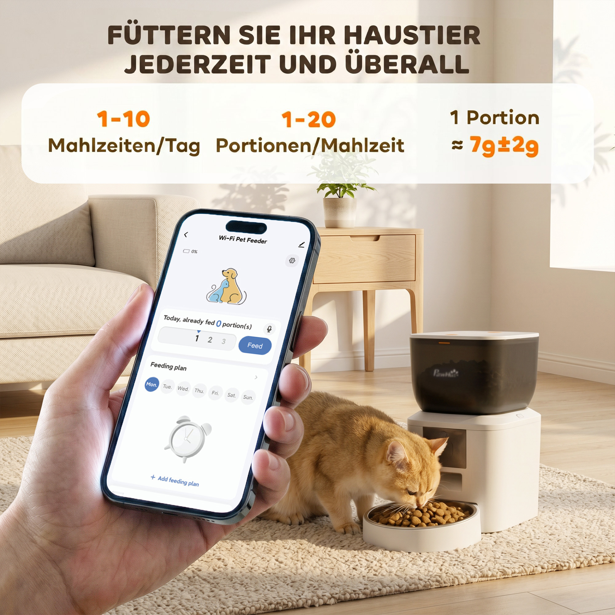 Automatinis augintinių šėryklos dozatorius, 2,4 GHz Wi‑Fi, 4 l, balta / permatoma juoda, 35 x 18,5 x 30,5 cm - Image 4
