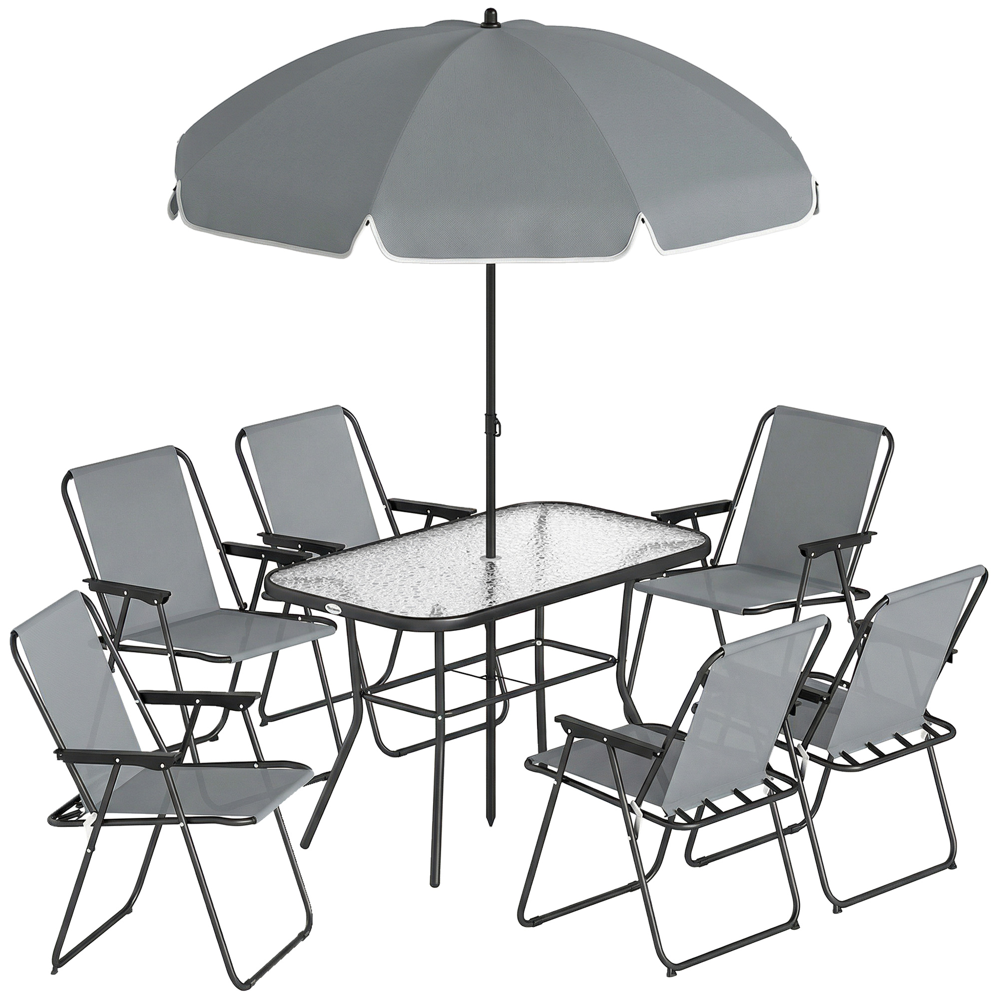 Aiamööbli komplekt, 8-osaline, 6-kohaline, hall