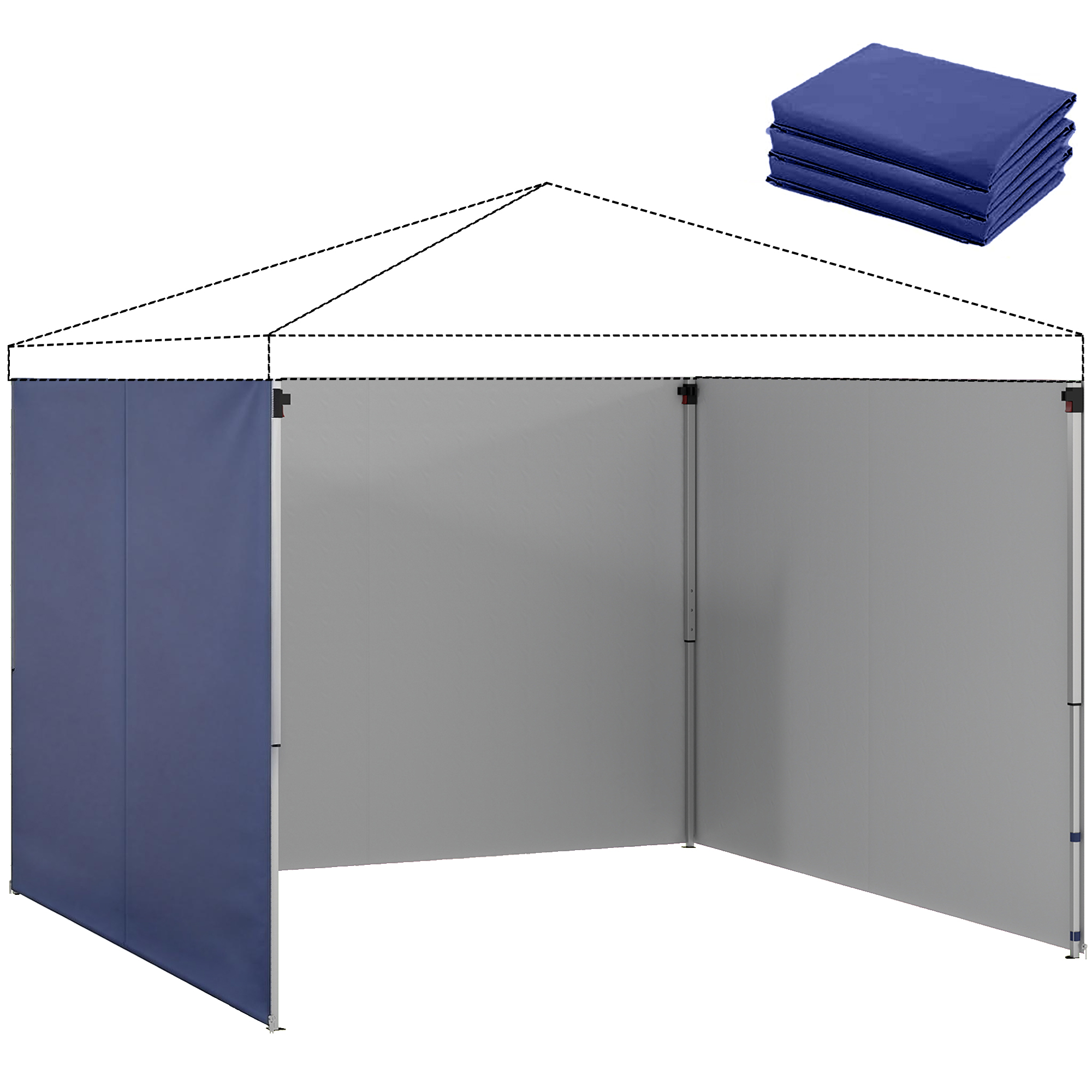 3 daļu paviljona sānu sienu komplekts ar rāvējslēdzēju 3 x 3 m paviljonam, tumši zils