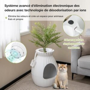 Išmanusis baltas spalvos kačių kraiko dėžė su elektroniniu kvapų pašalinimu