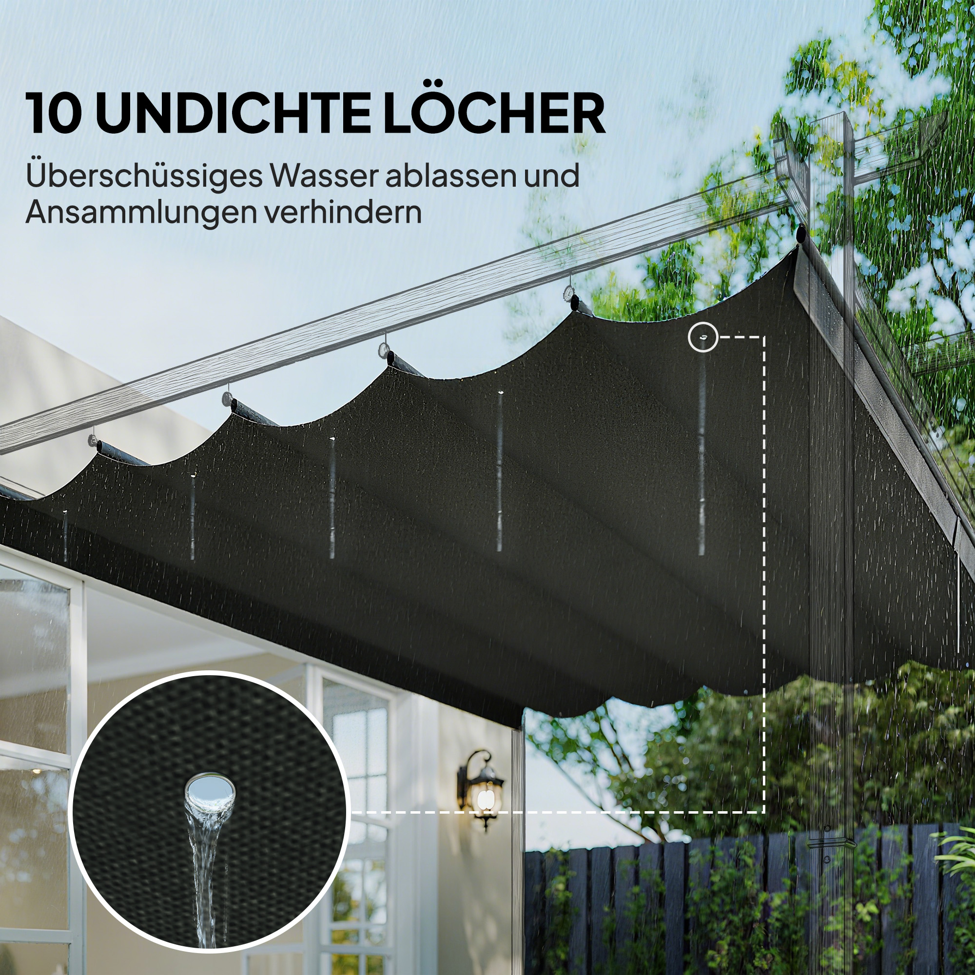 Paviljongin vaihtokate 3 x 3 m, tummanharmaa, 250 x 255 cm - Image 6