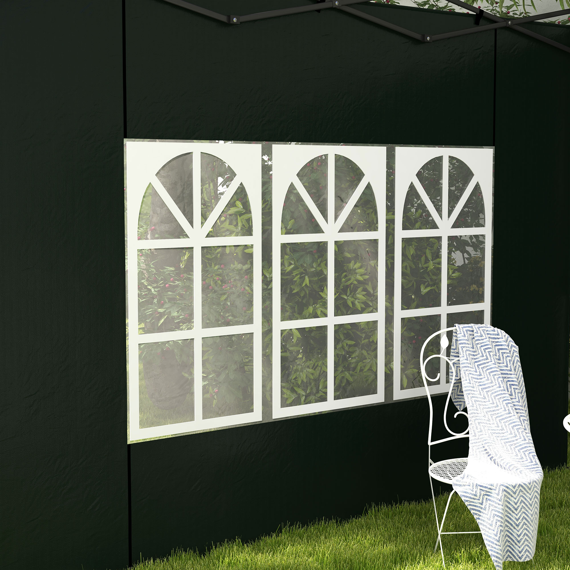 2 daļu lapenes sānu sienu komplekts, 3 x 3 m / 3 x 6 m, tumši zaļš - Image 9