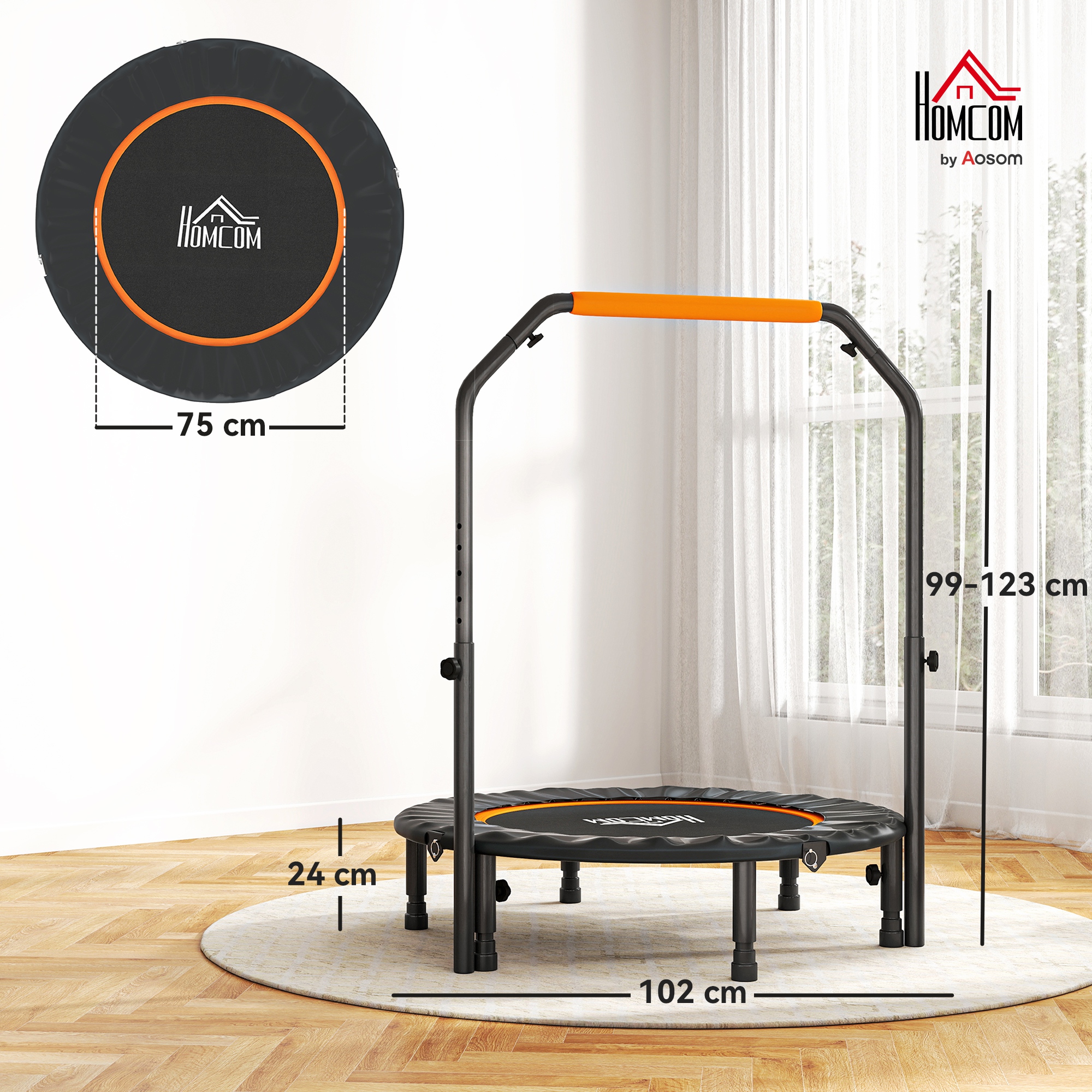 Sulankstomas fitneso batutas su reguliuojama rankena, Ø102 cm, juodas - Image 3