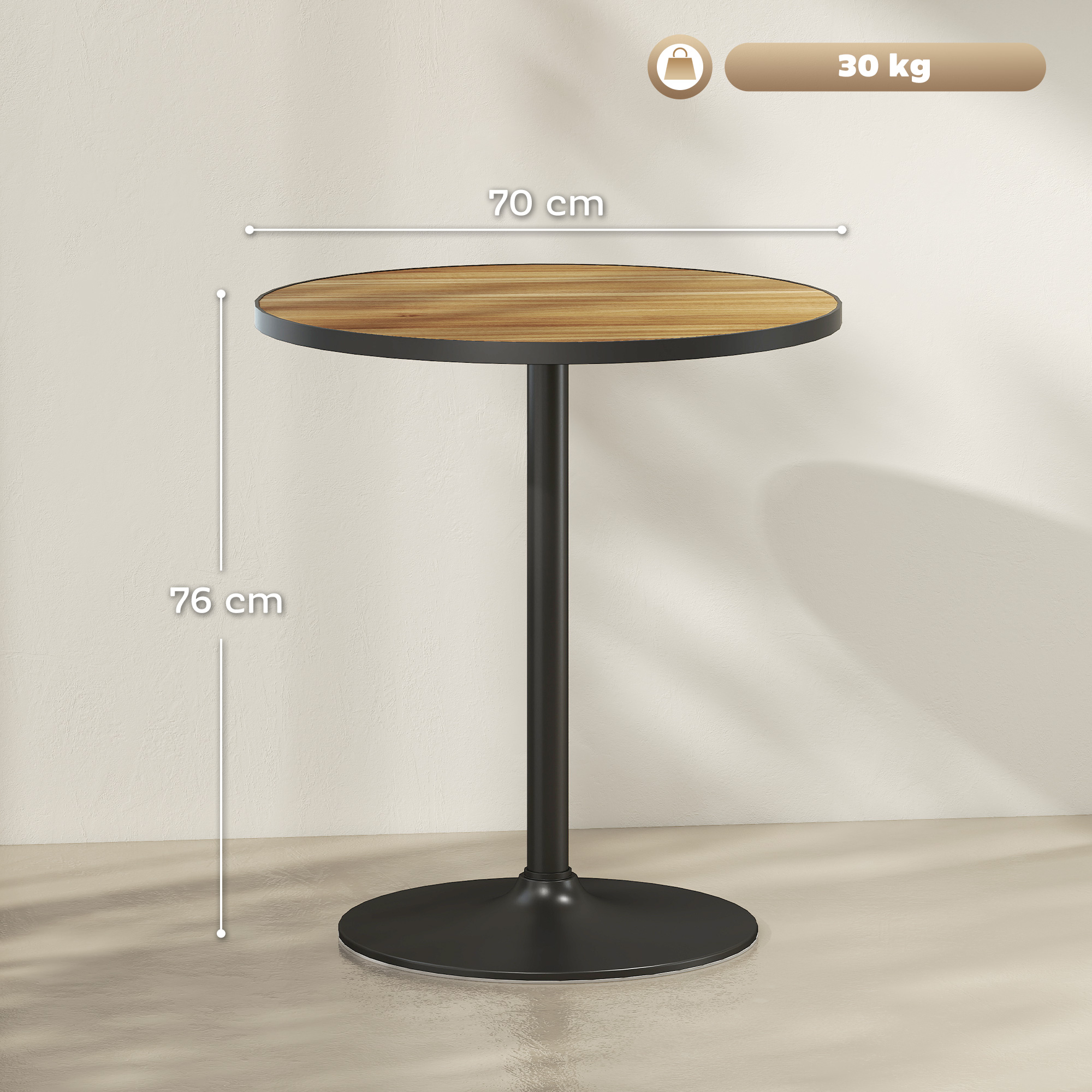 Apaļš ēdamgalds, ozolkoka izskats, 70 cm, 2–4 personām - Image 3
