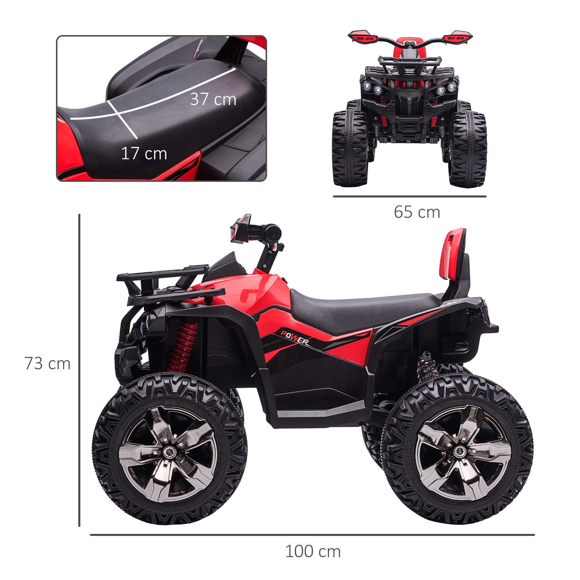 Elektrisks bērnu kvadracikls, sarkans, 100 x 65 x 73 cm, 3-8 km/h, 30 kg - Image 3