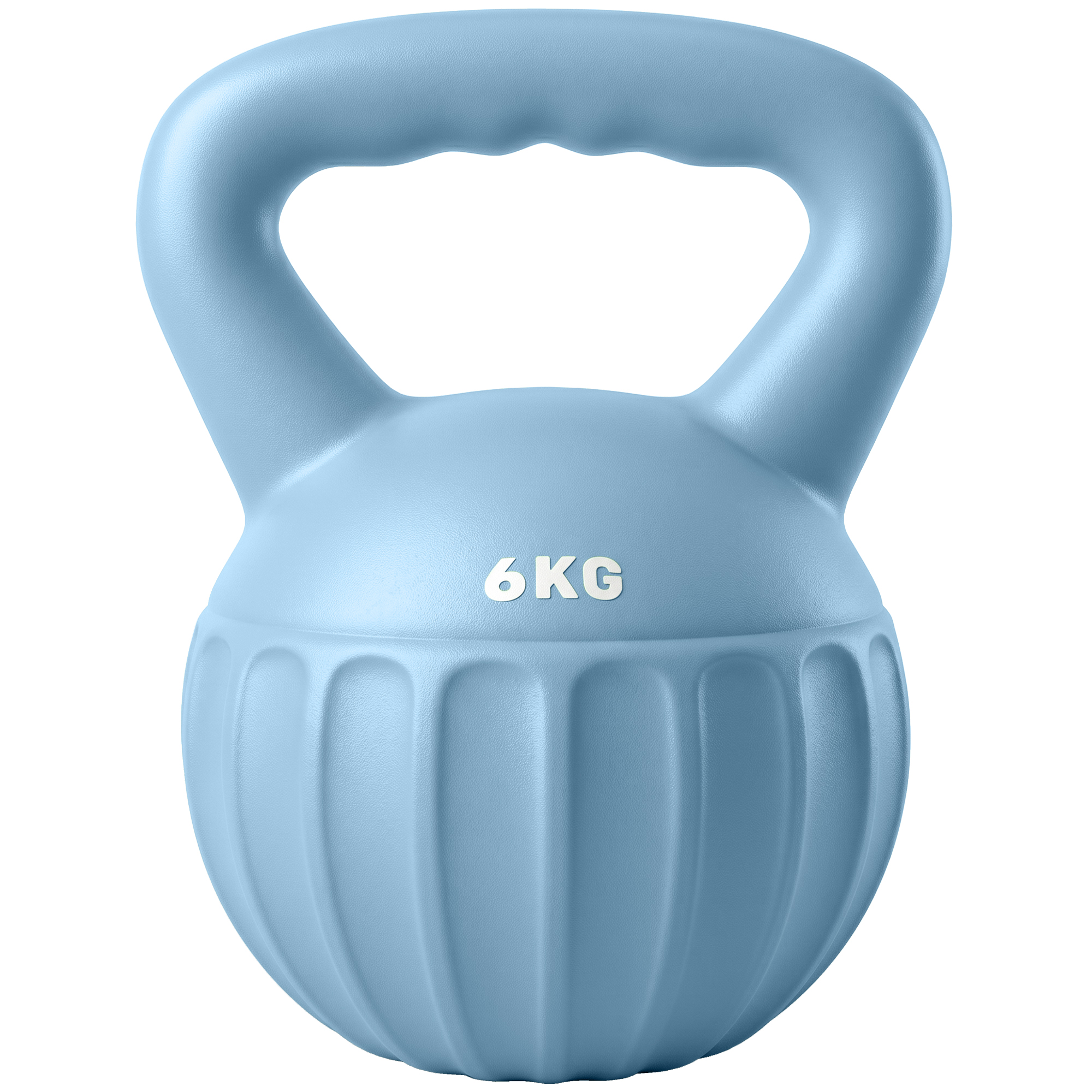 Kettlebell 6 kg, sinine, plast, liivaga täidetud, 17 x 17 x 23 cm