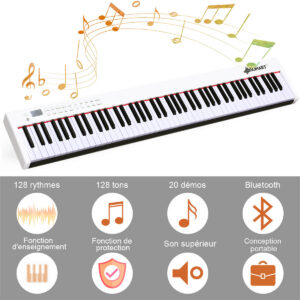 88 klavišų skaitmeninis pianinas baltas