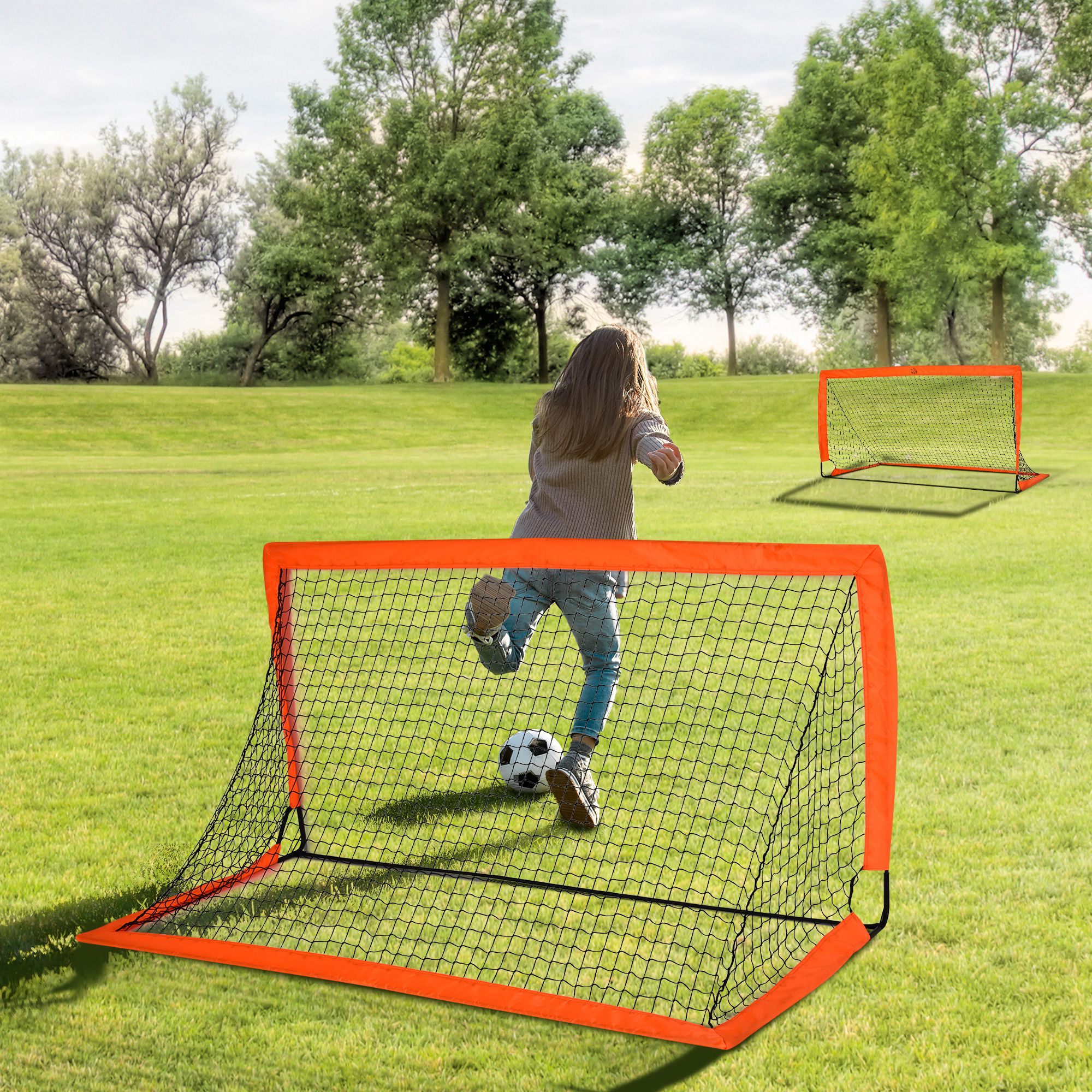 Futbolo vartų rinkinys, oranžinis, 183 x 90 x 90 cm - Image 2