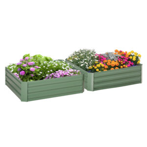 2-osaline kõrgpeenra komplekt, roheline, 100 x 100 x 30 cm, tsingitud teras