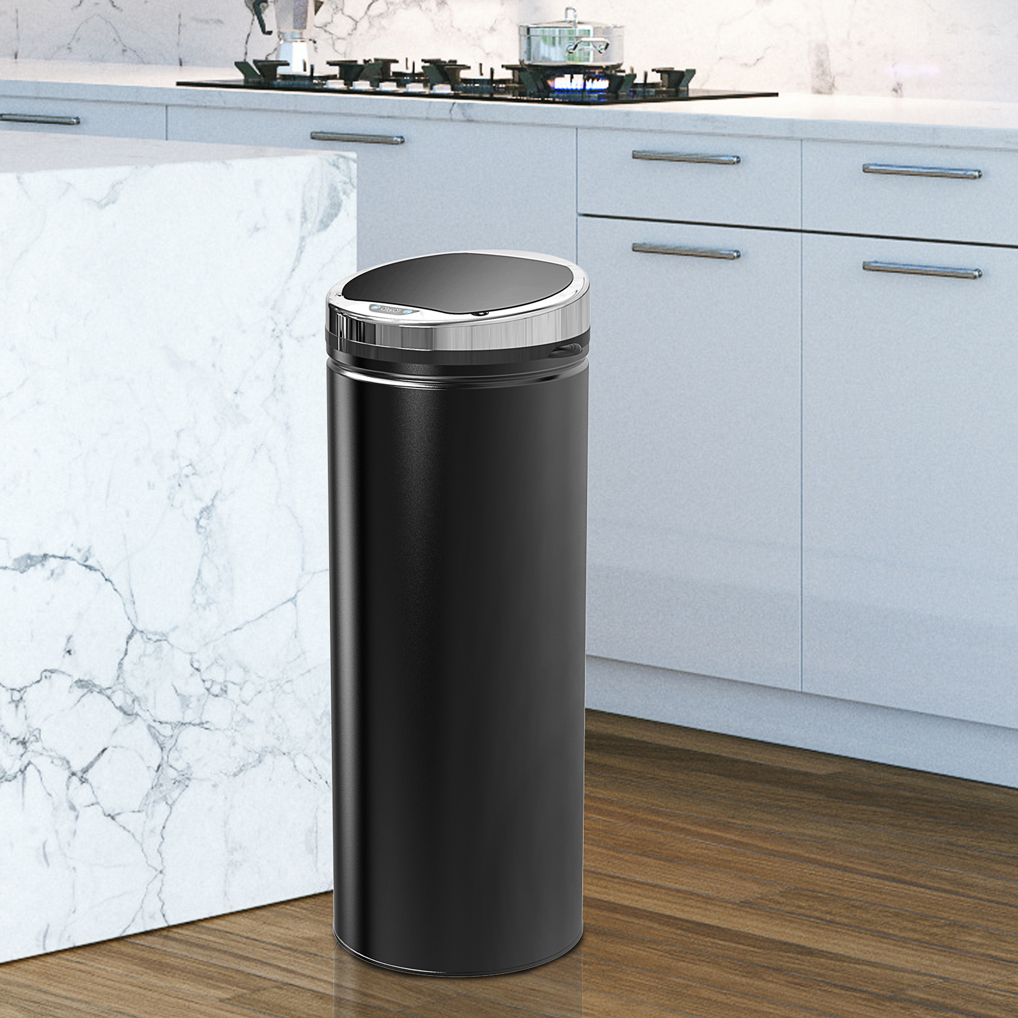 Sensorilla toimiva roska-astia, ruostumaton teräs, musta, 50 l, 30,5 x 30,5 x 81,5 cm - Image 2