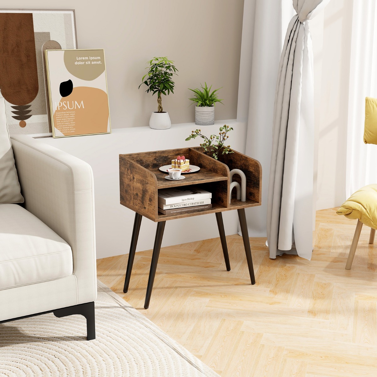 Naktsgaldiņš ar atvērtām plauktiem Rustic Brown