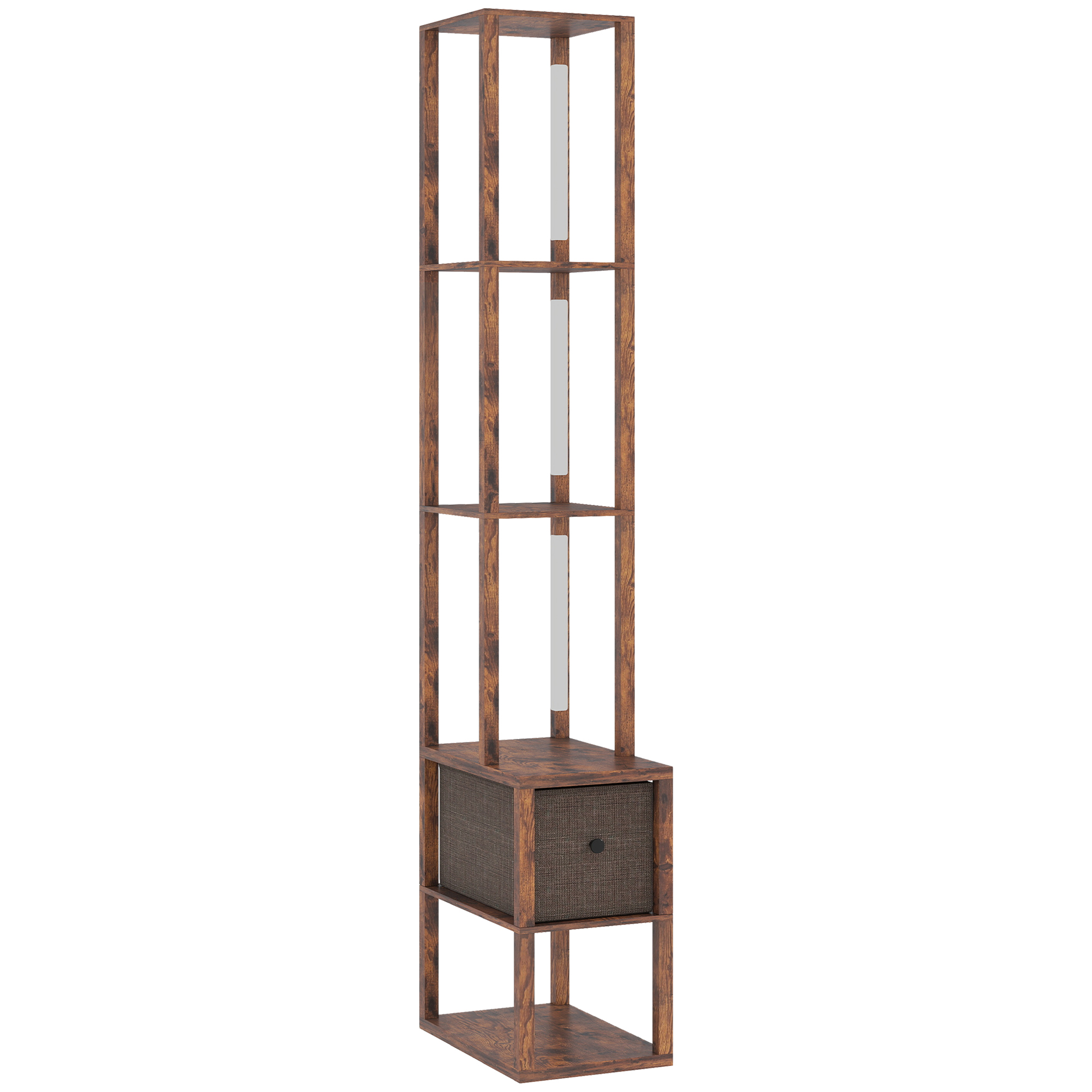 Põrandalamp riiulitega, rustikaalne pruun, 43,5 x 26,5 x 169 cm