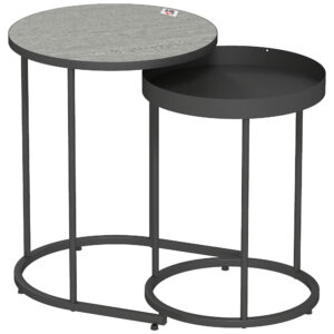 2-osaline nesting külglaudade komplekt, üksteise sisse lükatav, alusvaagna disain, metall, hall